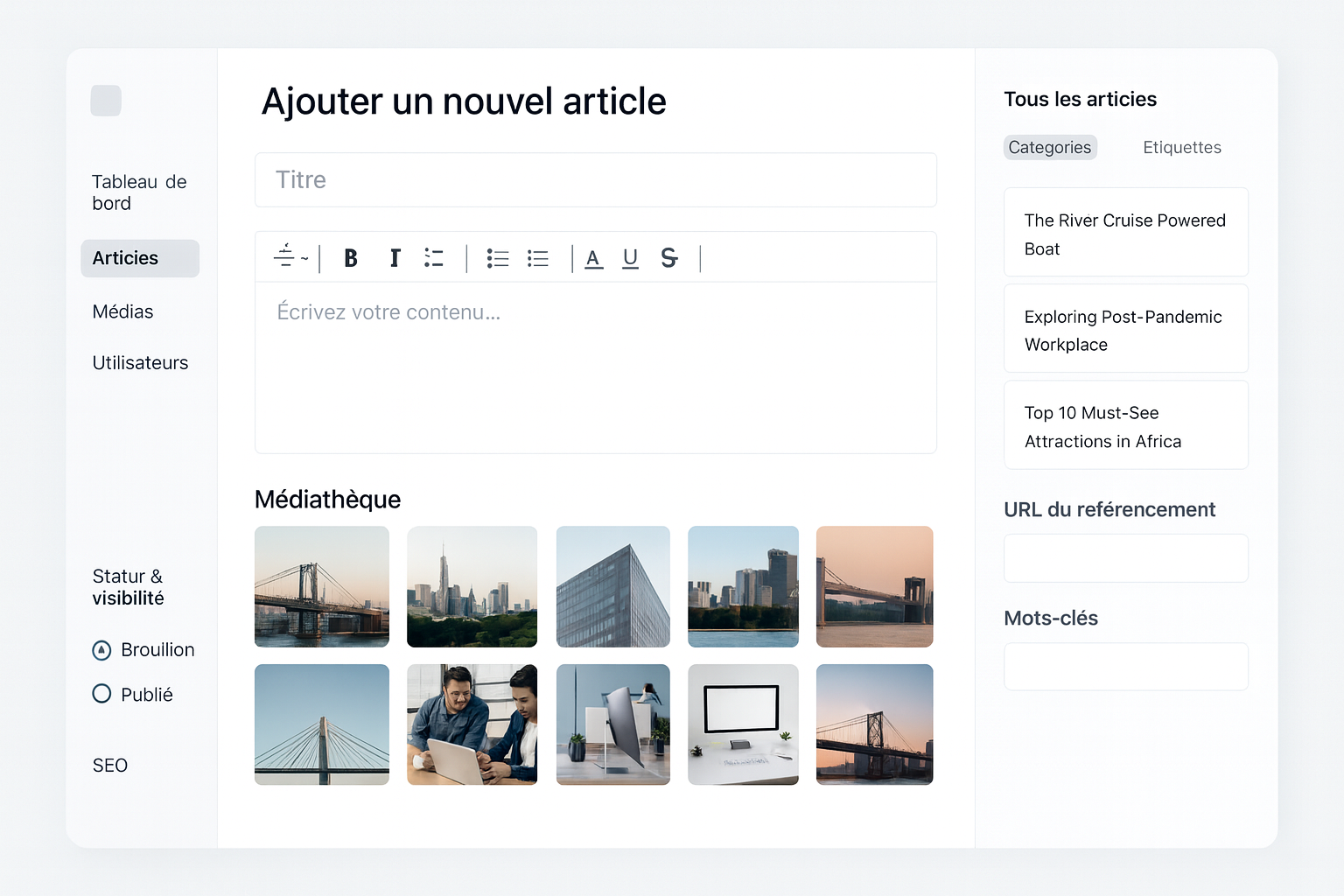 Capture d'écran du projet Système de Gestion de Contenu (CMS)
