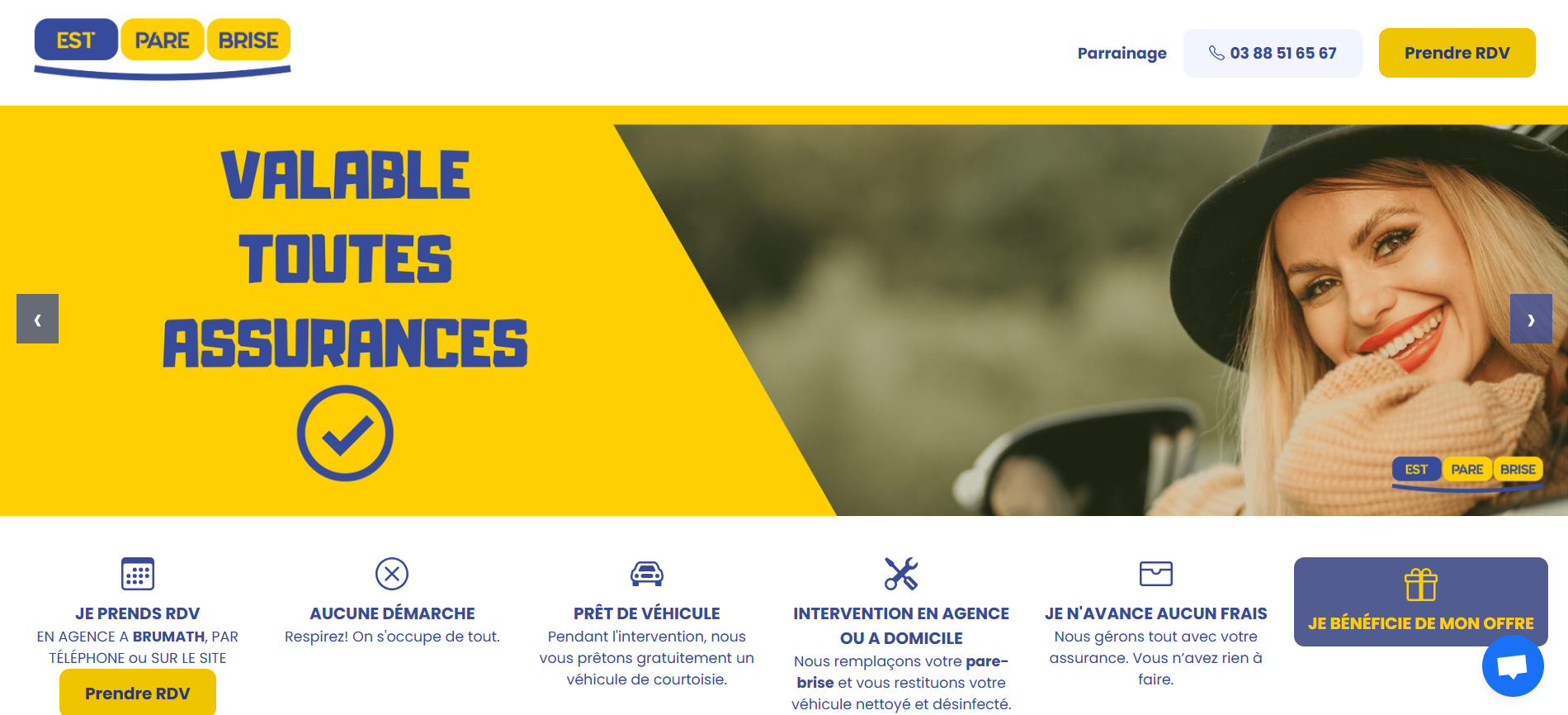 Aperçu du projet Est Pare-Brise - Service Automobile Local