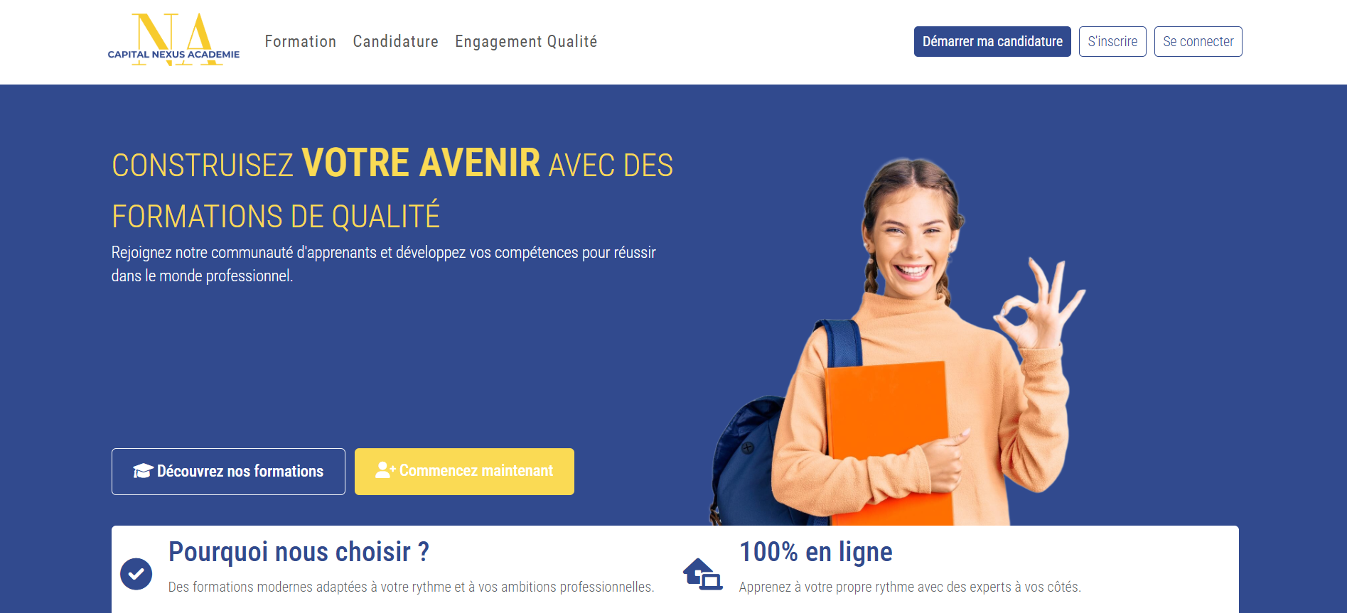 Aperçu du projet Nexus Académie - Plateforme de Formation en Ligne